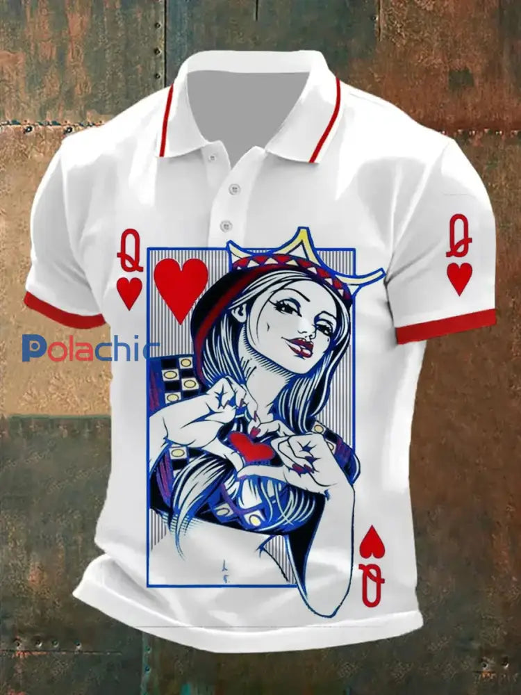 Polo à manches courtes décontracté à motif de poker rétro pour hommes A / S