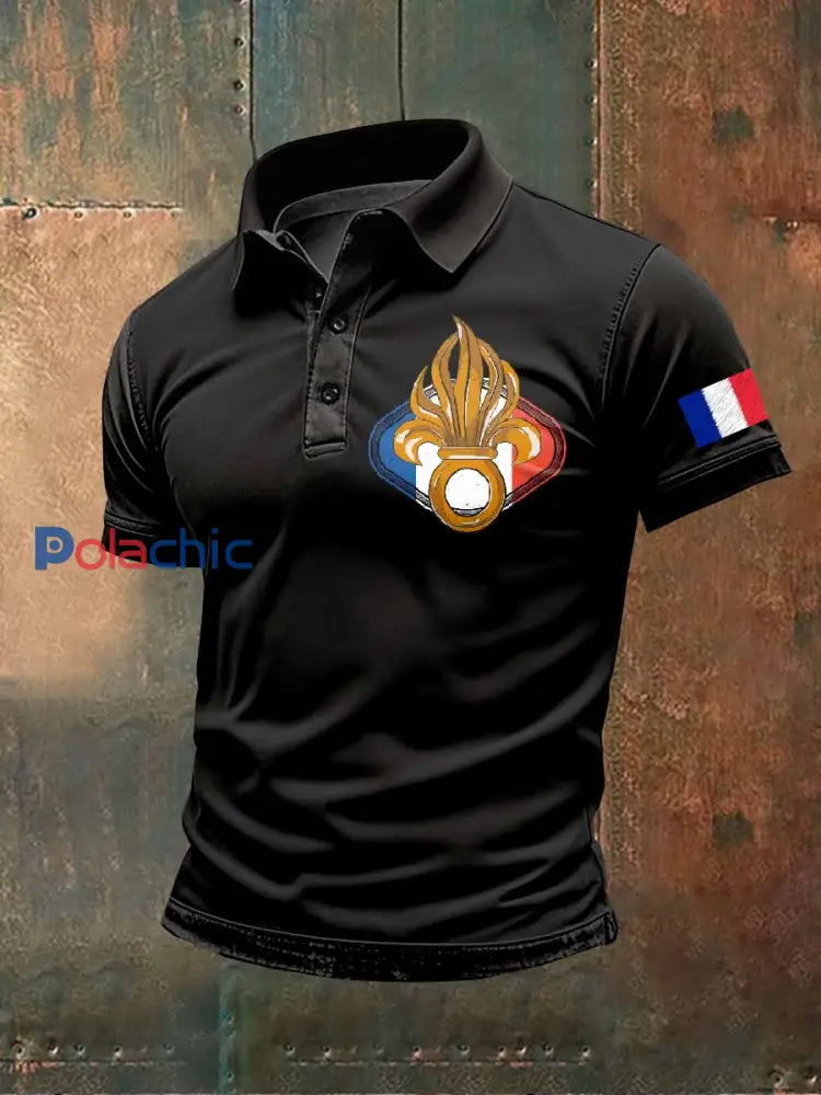 Polo À Manches Courtes Imprimé Légion Étrangère Pour Homme comme image / S