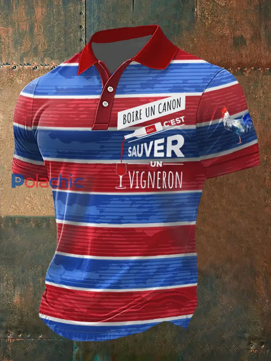 Polo à manches courtes pour homme Wine Print comme image / S