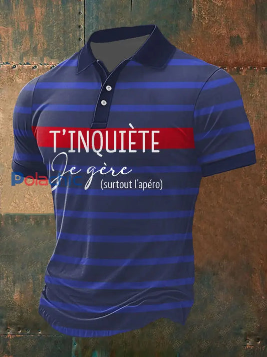 Polo à manches courtes T’inquiètes je gère Print homme comme image / S