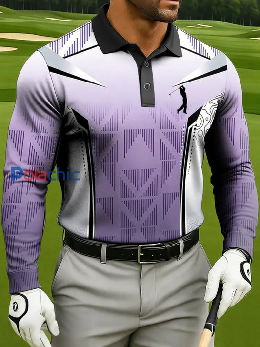 Polo à manches longues de style d’affaires pour hommes Violet / S