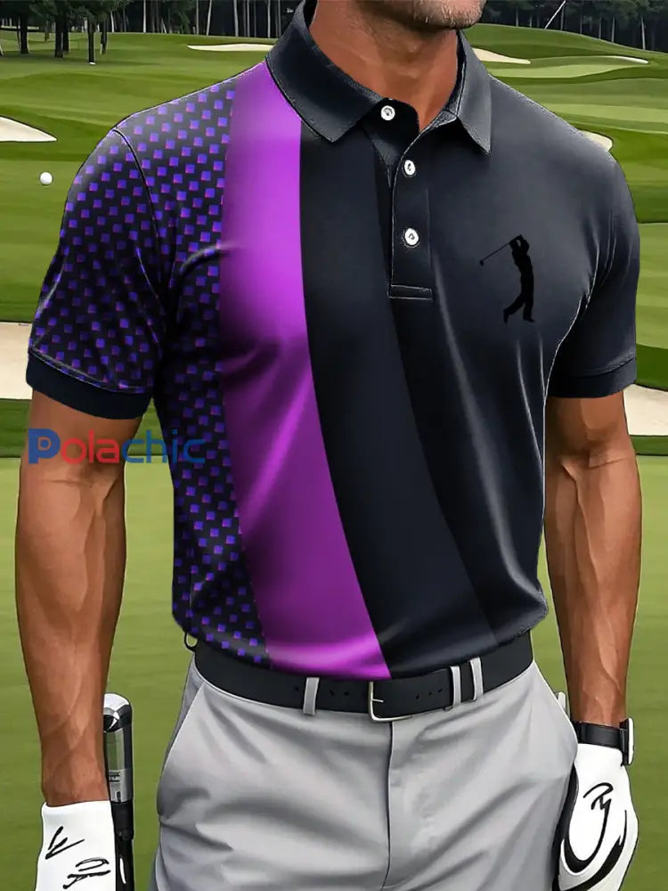 Polo à manches longues de style d’affaires pour hommes Violet / S