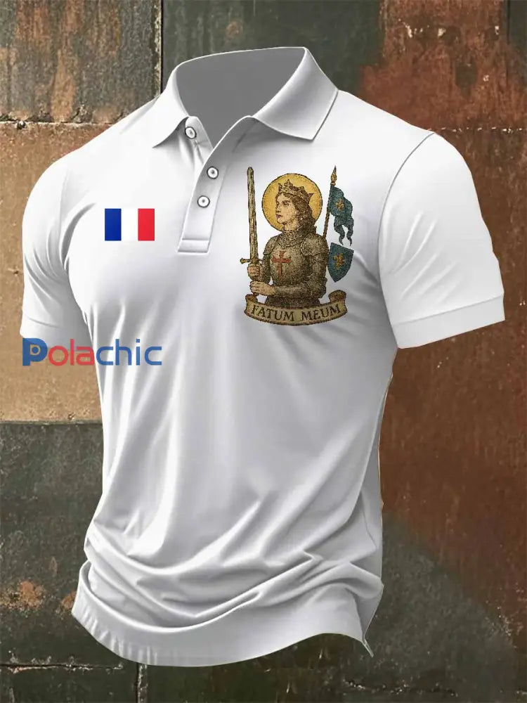 Polo Décontracté À Imprimé Jeanne D’arc Vintage comme image / S