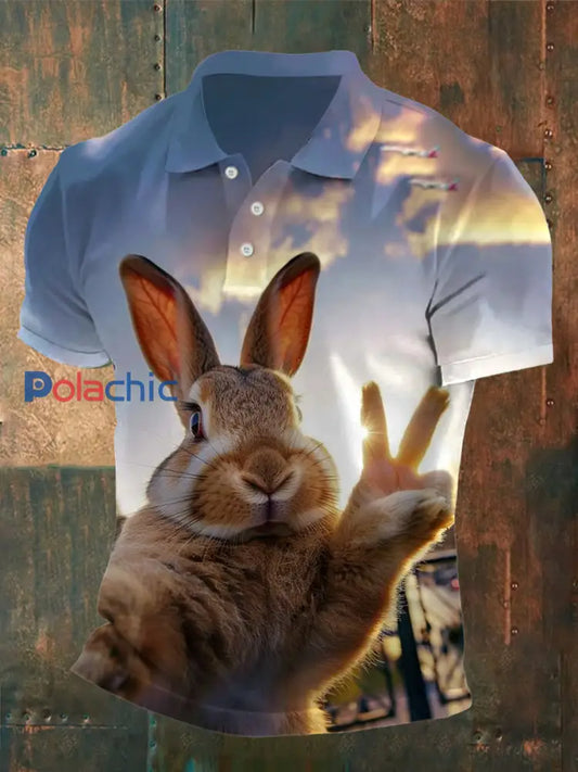Polo décontracté à motif lapin vintage pour hommes A / S