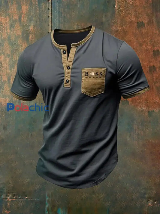 Polo décontracté imprimé à motif d’art de style d’affaires rétro pour hommes A / S