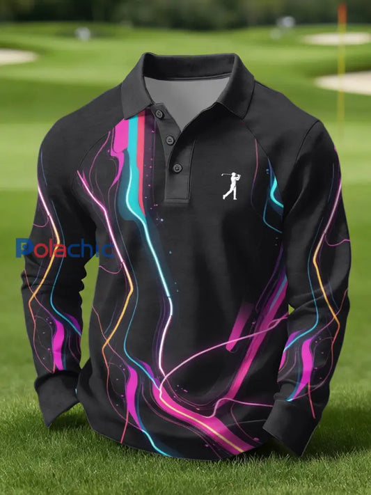 Polo décontracté imprimé de style business vintage pour hommes comme image / S