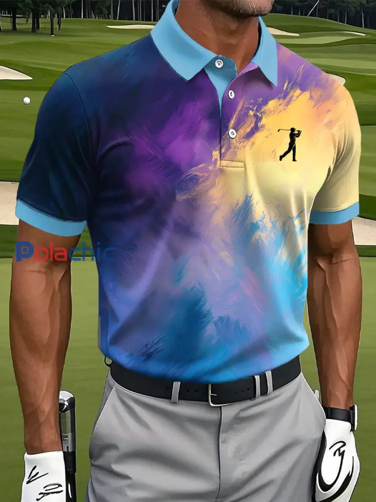 Polo décontracté imprimé de style d’affaires vintage pour hommes comme image / S