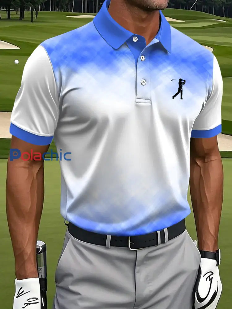 Polo décontracté imprimé de style d’affaires vintage pour hommes comme image / S