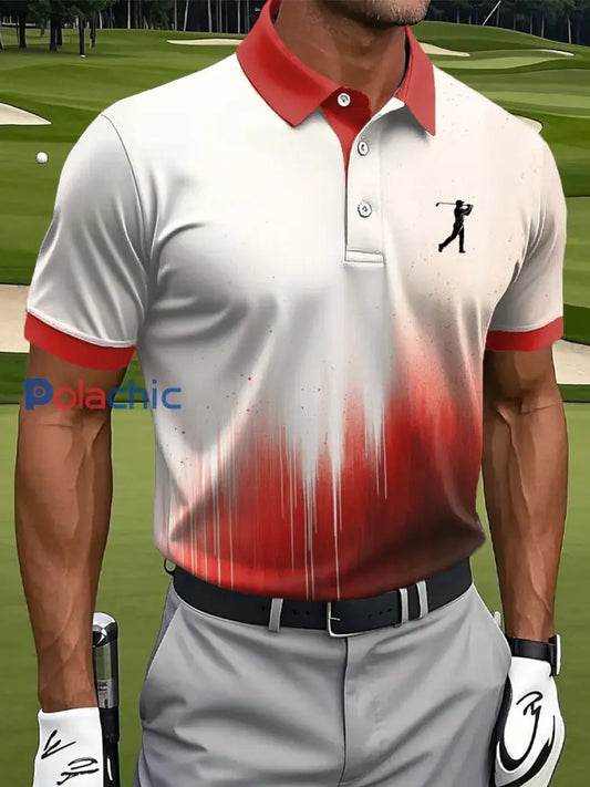 Polo décontracté imprimé de style d’affaires vintage pour hommes comme image / S