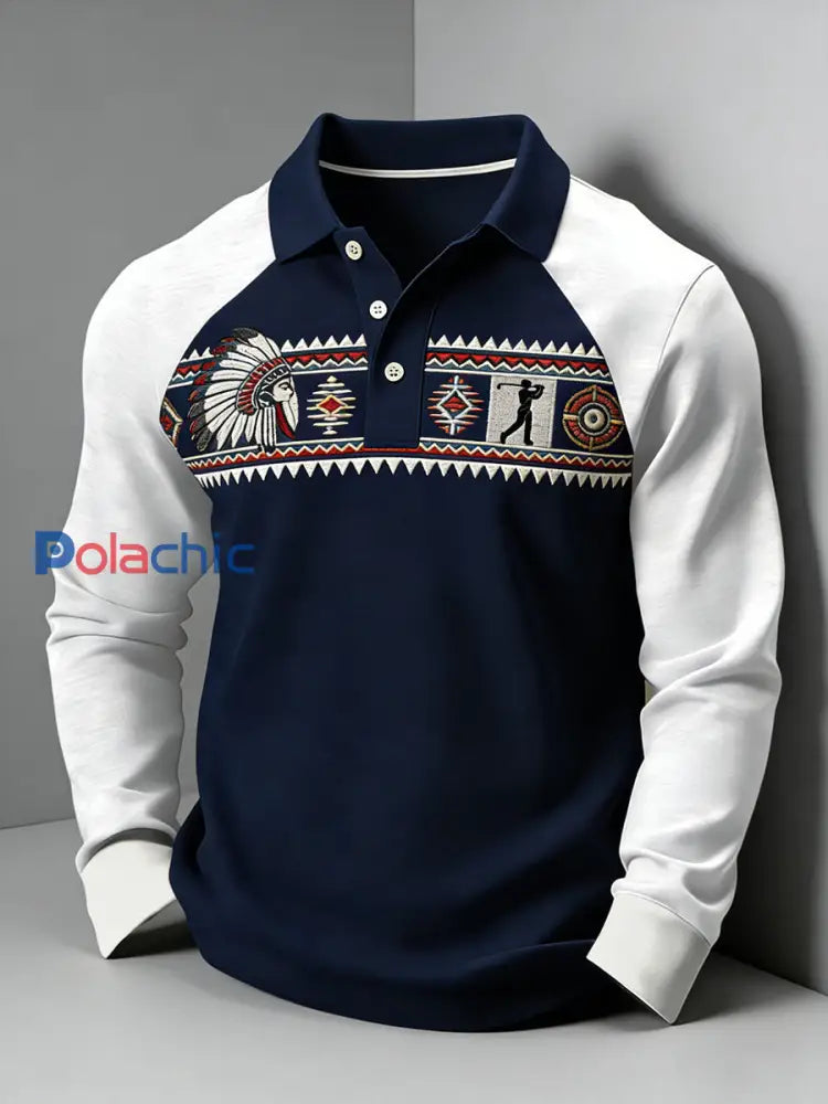 Polo décontracté imprimé de style d’affaires vintage pour hommes comme image / S