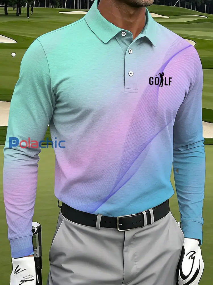 Polo décontracté imprimé de style d’affaires vintage pour hommes comme image / S