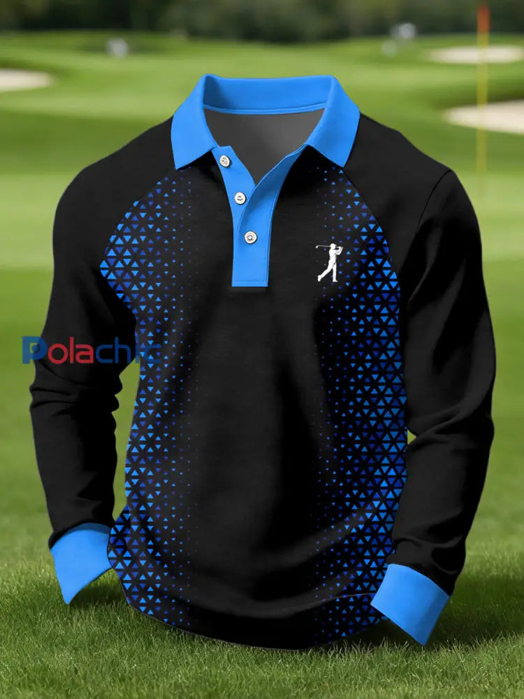 Polo décontracté imprimé de style d’affaires vintage pour hommes comme image / S