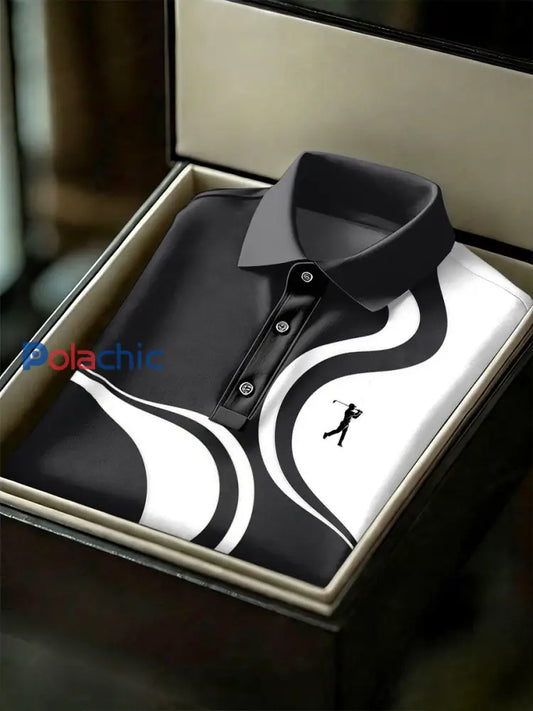 Polo décontracté imprimé de style d’affaires vintage pour hommes comme image / S