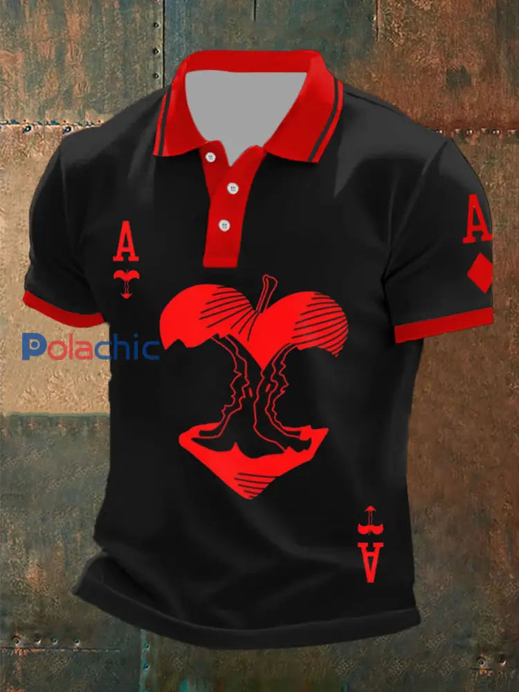 Polo décontracté rétro Poker Art Print pour hommes A / S