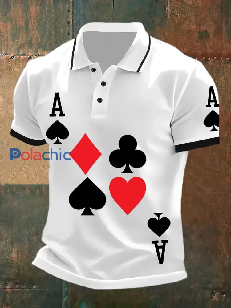 Polo décontracté rétro Poker Art Print pour hommes A / S