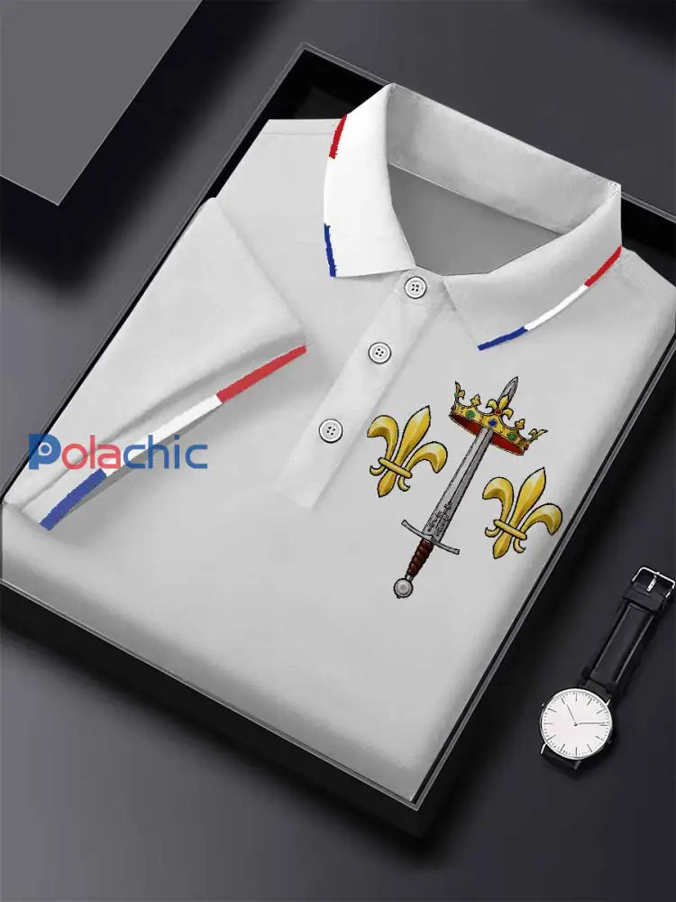 Polo Décontracté Vintage À Imprimé Badge Jeanne D’arc comme image / S