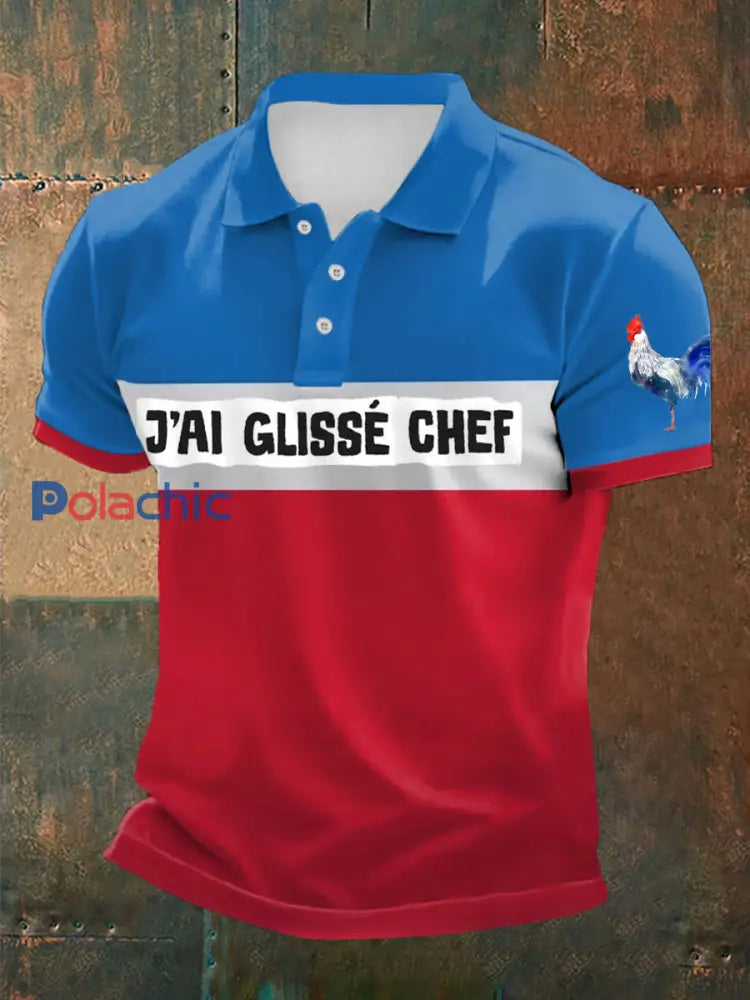 Polo homme J’ai glissé chef Print à manches courtes comme image / S