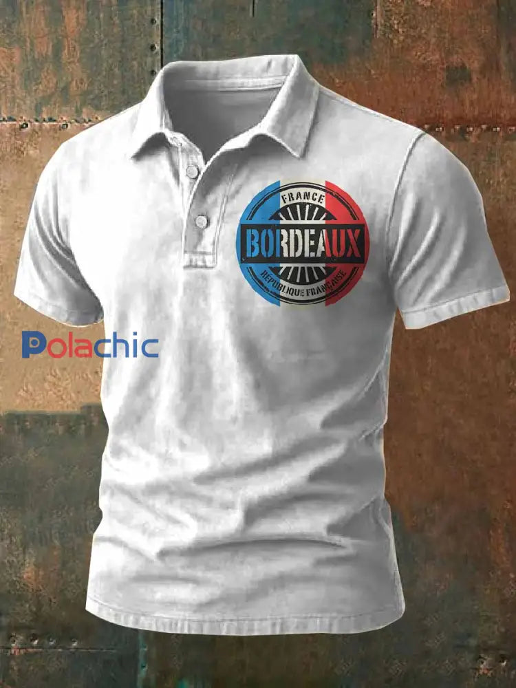 Polo Homme Vintage Imprimé Français comme image / S