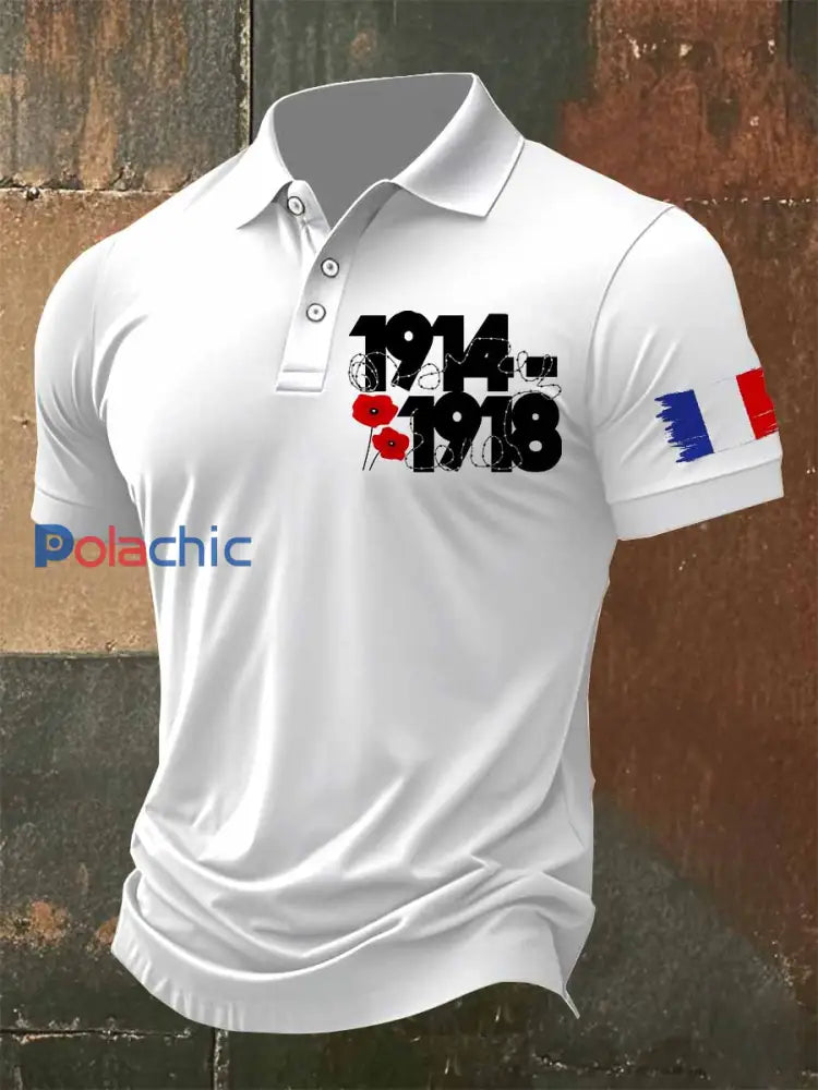 Polo Vintage Français Jour de l’Armistice Imprimé comme image / M