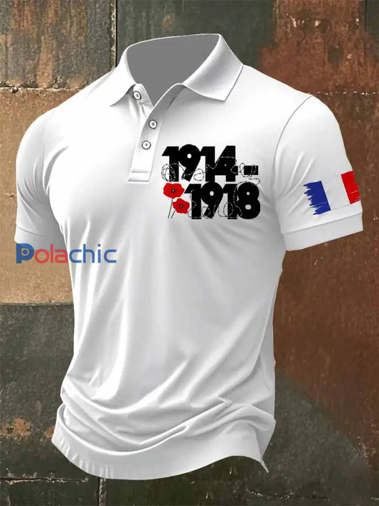 Polo Vintage Français Jour de l’Armistice Imprimé comme image / M