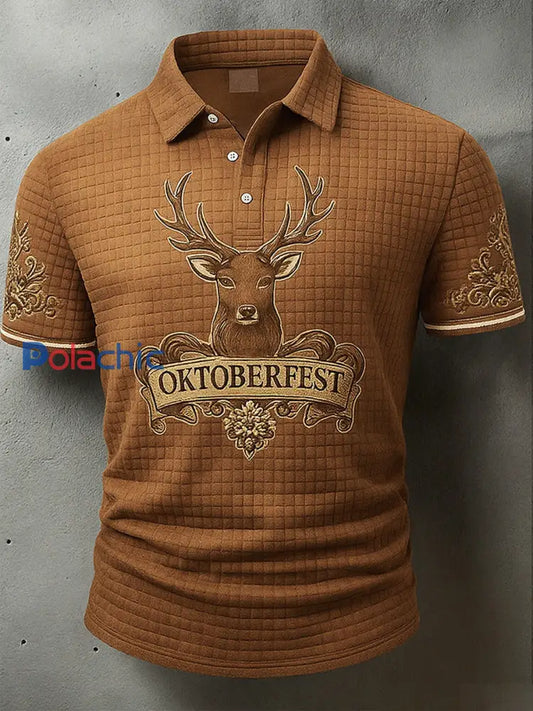 Polo western Waffle pour homme Vintage Deer Art Print A / S