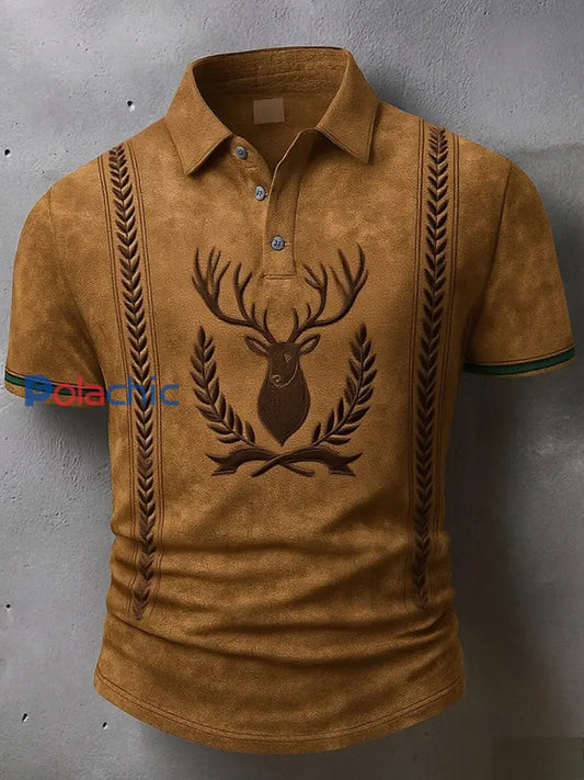 Polo western Waffle pour homme Vintage Deer Art Print A / S