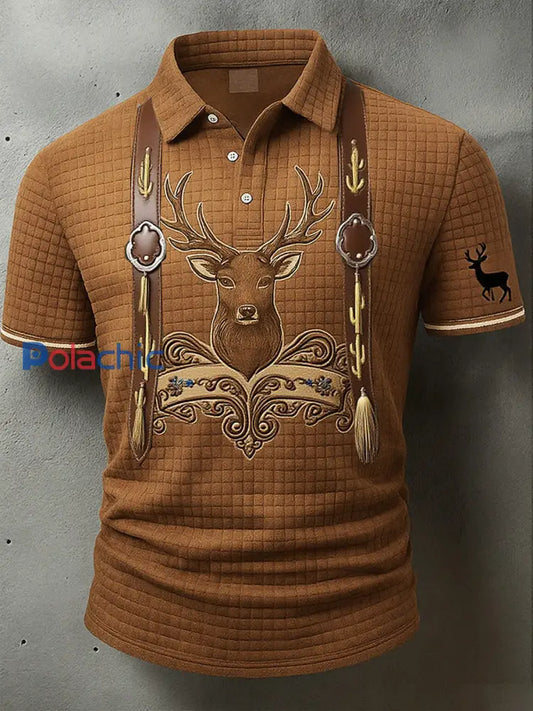 Polo western Waffle pour homme Vintage Deer Art Print A / S