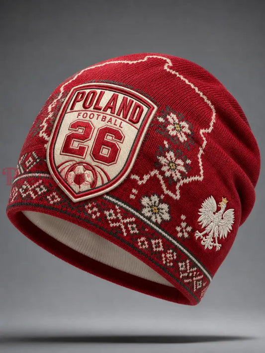 Polska piłkarska w stylu vintage ciepła dzianinowa czapka na jesień i zimę - A / JEDEN