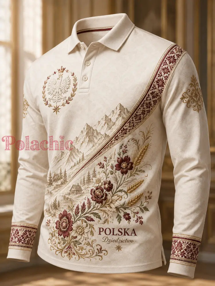 Polski koszulka polo z długim rękawem dla mężczyzn - A / S