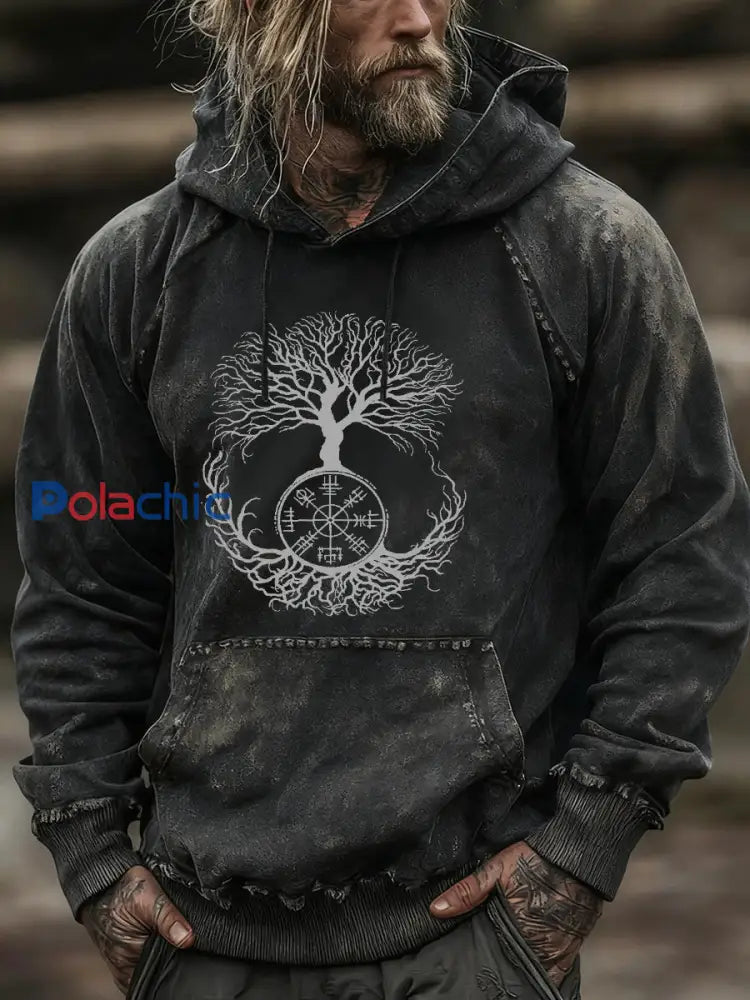 Pull à capuche avec poche pour homme Noir / S