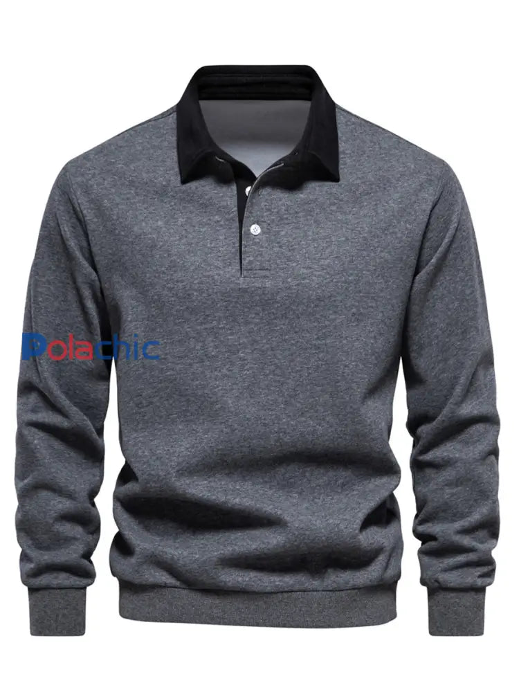 Pull à col polo décontracté de couleur unie pour hommes
