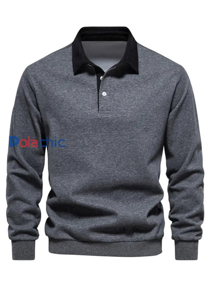Pull à col polo décontracté de couleur unie pour hommes