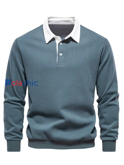 Pull à col polo décontracté de couleur unie pour hommes vert herbe / S