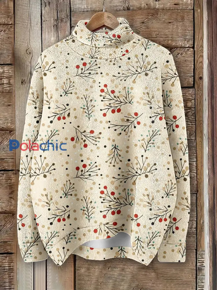 Pull à col roulé en tricot imprimé art de Noël pour femme comme image / S