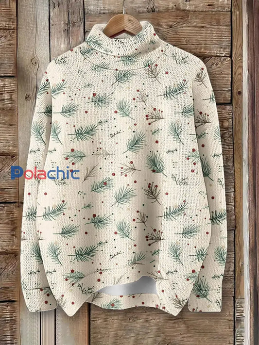 Pull à col roulé en tricot imprimé art de Noël pour femme comme image / S
