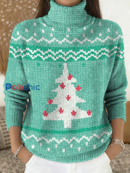 Pull à col roulé en tricot Merry Christmas pour femmes comme image / S