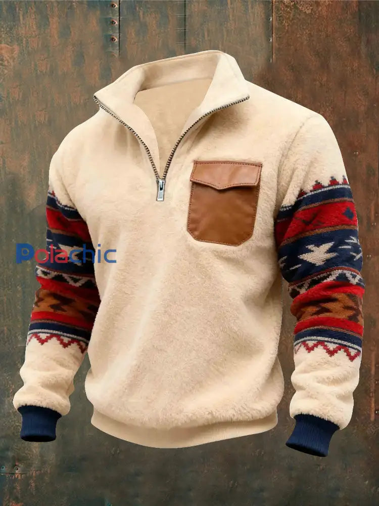 Pull à fermeture éclair en flanelle pour hommes comme image / S