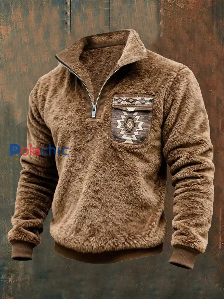 Pull à fermeture éclair en flanelle pour hommes comme image / S