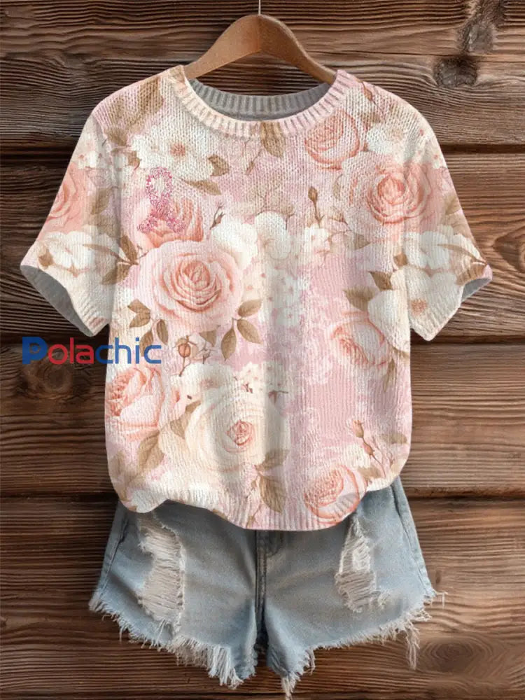 Pull Cozy Femme Rose Cancer Du Sein comme image / S