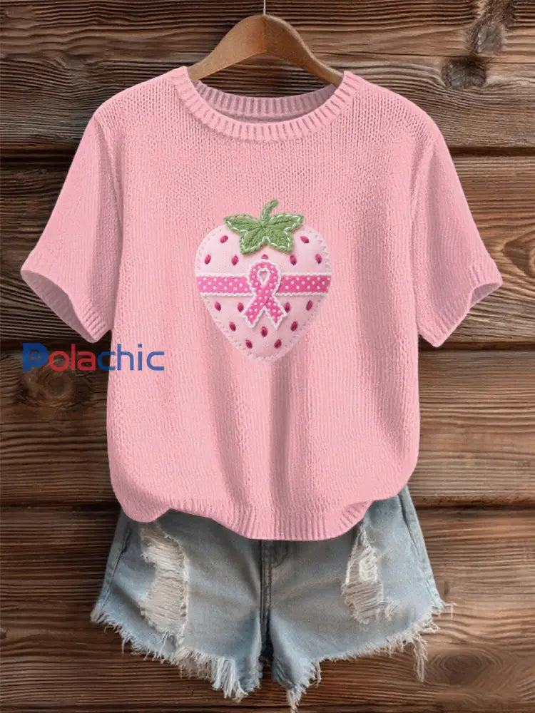 Pull Cozy Femme Rose Cancer Du Sein Rose / S