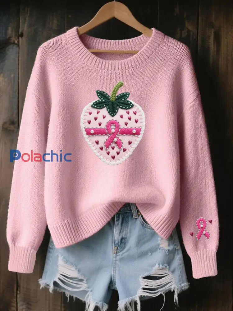 Pull Cozy Femme Rose Cancer Du Sein Rose / S