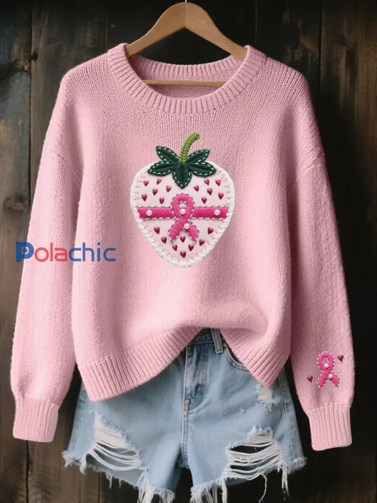 Pull Cozy Femme Rose Cancer Du Sein Rose / S