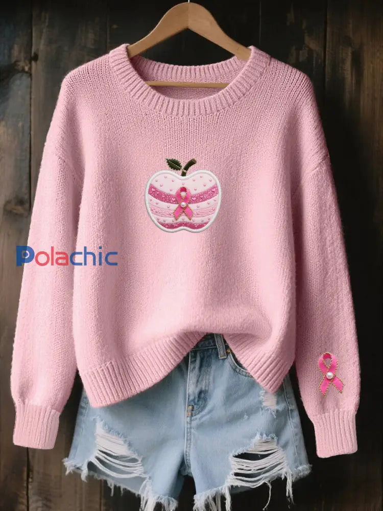 Pull Cozy Femme Rose Cancer Du Sein Rose / S