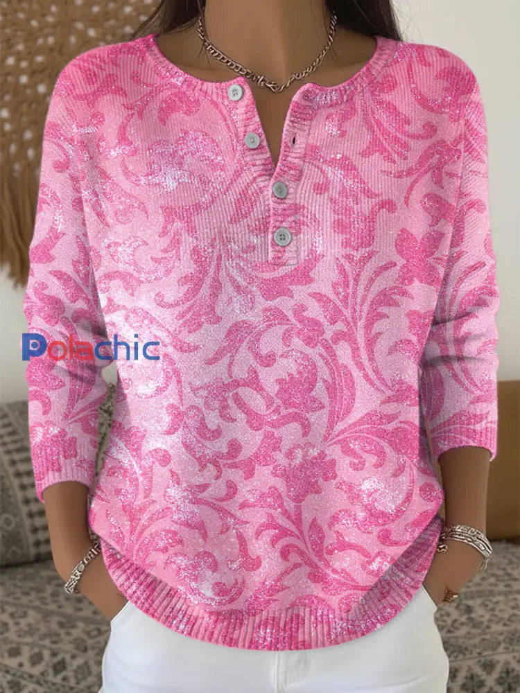 Pull De Noël Rose Pailleté Femme Rose / S