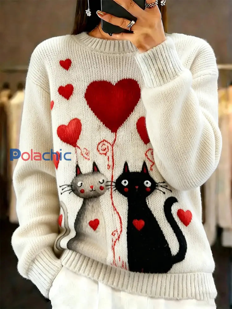 Pull décontracté à imprimé animal vintage pour femmes A / S