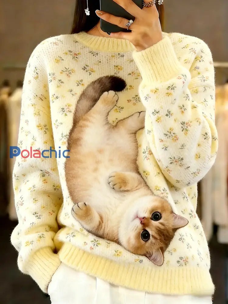 Pull décontracté à imprimé animal vintage pour femmes A / S