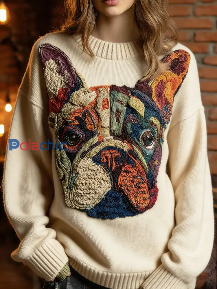 Pull décontracté à imprimé animal vintage pour femmes A / S
