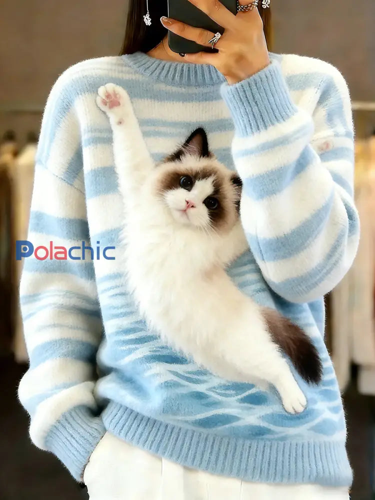 Pull décontracté à imprimé animal vintage pour femmes A / S