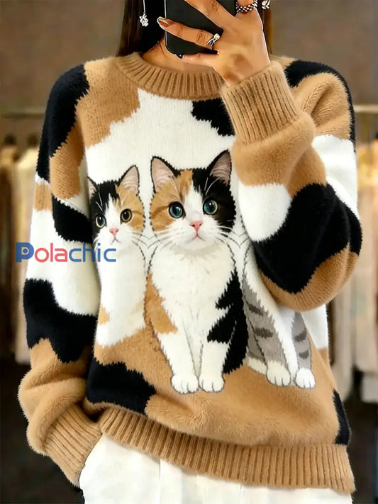 Pull décontracté à imprimé animal vintage pour femmes A / S