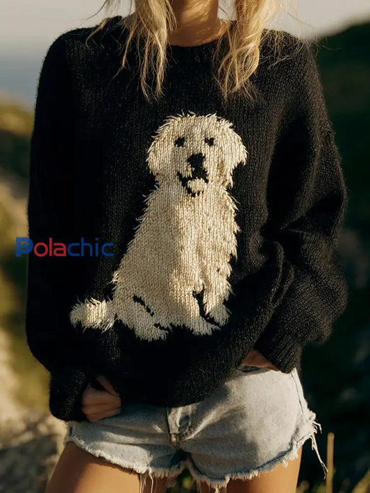 Pull décontracté à imprimé animal vintage pour femmes A / S